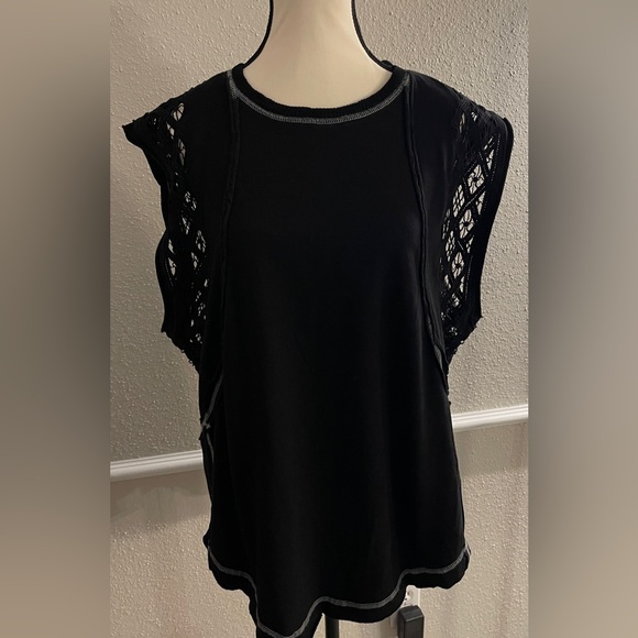 FREE People Table For Two Tee SZ XS New With Tags Black - Picture 4 of 9